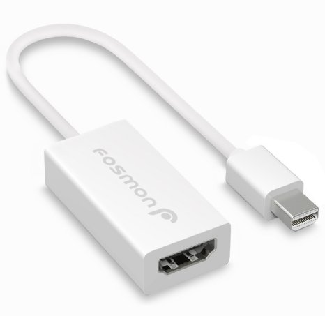 Fosmon Mini DisplayPortThunderbolt Male to HDMI Female Cable Adapter for MacBook Air MacBook Pro with Retina Display iMac Mac Mini Mac Pro Microsoft Surface Pro  Pro 2  Pro 3 HP Envy 14 Envy 17 Dell XPS 14 15 and 17 - White