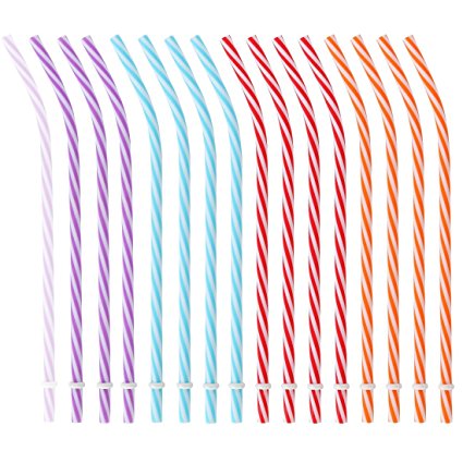 Lily's Home Plastic Drinking Bent Straws, Reusable Straws. BPA Free. Pack of 16 Assorted