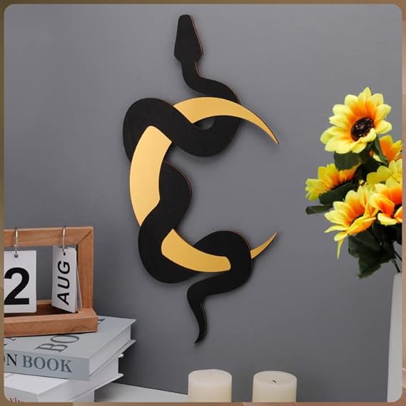Chenkaiyang Gold Crescent Moon Snake Gothic Mirror Decor,Boho Mirrors House Wall Art Hanging Decor Preppy Aesthetic for Living Room Apartment Bedroom