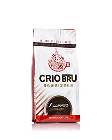 Crio Bru Peppermint Light Roast 10oz Bag | Organic Healthy Brewed Cacao Drink | Great Substitute to Herbal Tea and Coffee | 99% Caffeine Free Gluten Free Whole-30 Low Calorie Honest Energy