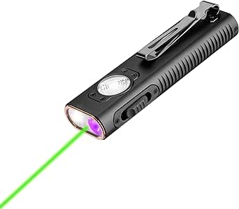 TrustFire Mini X3 Rechargeable EDC Flashlight with White Light, Flood Light, UV and Green Beam, 1050 Lumens Portable Flat Flashlights, Fourfold Light Sources Pocket Lights for Emergency (Black)