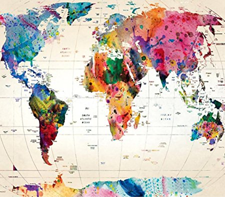 World Map Tapestry Global Map Wall Hanging Retro Art Geography Teaching Earth Map Mandala Bohemian Tapestry Home Decor Queen Size 59"x79"