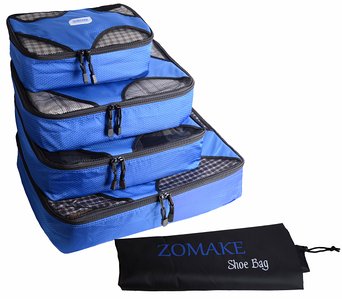 ZOMAKE Packing Cubes 4 Piece Set - Travel Accessories Organizers Versatile Travel Packing Bags Plus Free Laundry Bag - Lifetime Guarantee