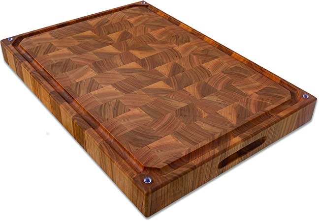 Large Wood cutting boards for kitchen Wooden butcher block Cutting board Pure cherry End grain cutting boards with juice groove Heavy duty hardwood chopping bloks (20×14×2 juice groove)