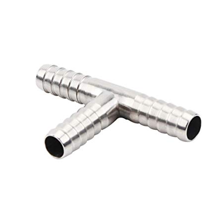 Beduan Stainless Steel 1/2" Hose Barb, 3 Way Tee T Shape Barbed Co2 Splitter Fitting