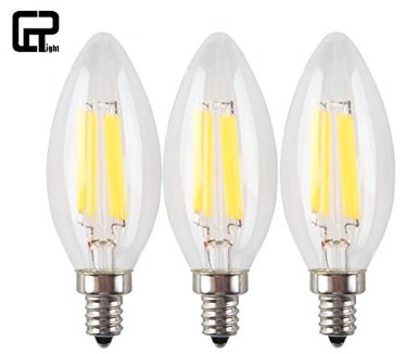 CRLight 6W Non Dimmable LED Filament Candle Light Bulb2700K Warm White 600LME12 Candelabra Base Lamp C35 Bullet Top60W Incandescent Replacement3 Pack