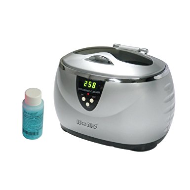 iSonic D3800A-S 1OZ Digital Ultrasonic Cleaner, Silver color with chrome plated trims, 1.3Pt/0.6L, 110V, Sample Solution Included