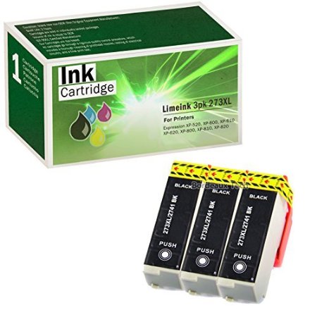 Limeink© 3 Pack Remanufactured Black 273XL Ink Cartridges Set Use for Epson Expression XP520, XP600, Premium XP600, XP610, XP620, XP800, Premium XP800, XP810, XP820