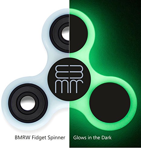 Fidget Spinner by BMRW - Prime Tri Bar Glow in the Dark, EDC Focus, Ideal for ADD, ADHD, Anti - Anxiety, Kids, Adult Toy, Non - 3D Printed. Long Spin Time. Premium Ceramic Bearing. Designed Git Box.