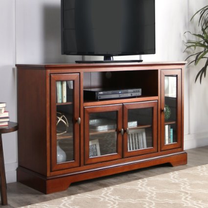 WE Furniture Highboy Wood TV Stand 52-Inch Antique Brown