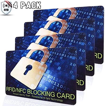 InfoBlockerz RFID Blocking Card Protector for NFC/RFID Security of Passport and Credit Card (4 Sets)