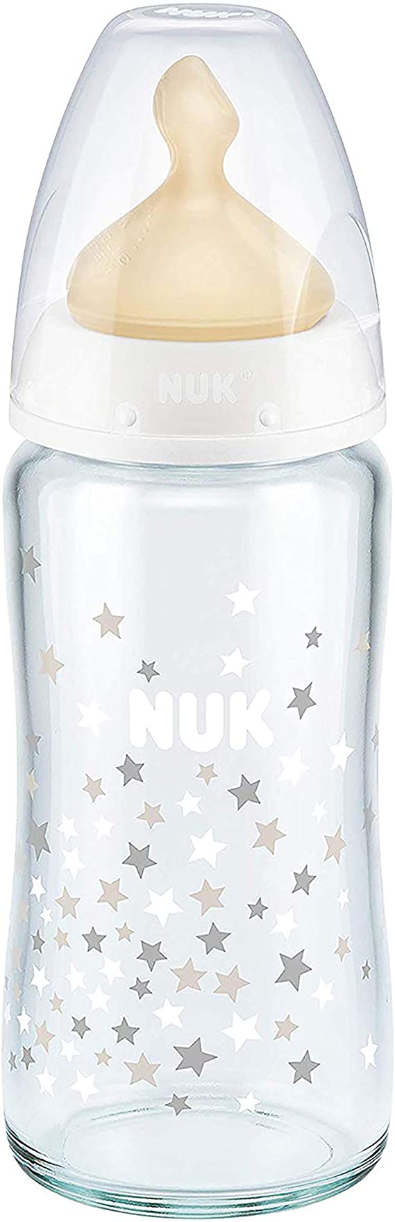 NUK First Choice Glass Baby Bottle, Anti-Colic, 0-6 Months Latex Teat, BPA Free, 240ml