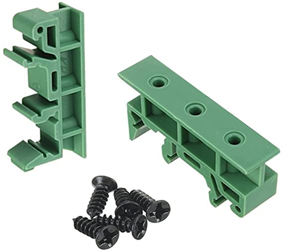 Penta Angel 5 Sets PCB DIN Rail Mounting Adapter Circuit Board Mounting Bracket Holder Carrier Clips, for 35mm, 15mm DIN Rail (Green)