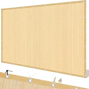 Artpuch Outdoor Shade Cloth with Grommets 10'x16' Privacy Screen Patio Porch Pergola Garden Shade Cover for People Pet Plant, Wheat