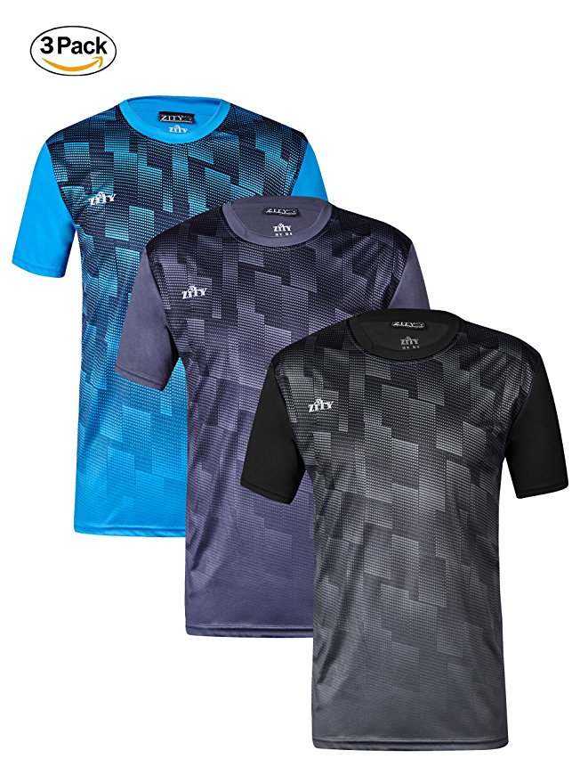 ZITY Sportswear Men's 100% Polyester Moisture-Wicking Short-Sleeve T-Shirt (1 Pack 3 Pack)