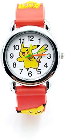 Pokemon Kids Watch Pikachu Watch Wristwatch Gift Set for Kids, Boys or Girls (Red)