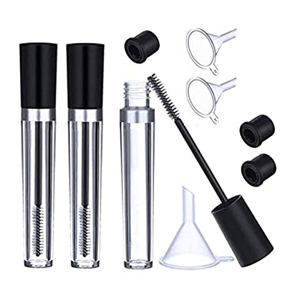 DNHCLL 3PCS 8 mL Empty Mascara Tubes With Eyelash Wand, Rubber Inserts and Funnels for Castor Oil, Ideal Kit for DIY Cosmetics