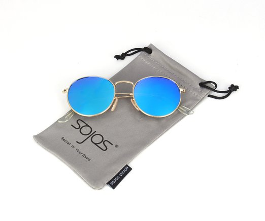 SojoS Round Vintage Mirror Lenses UV protection Polarized unisex Sunglasses SJ1014