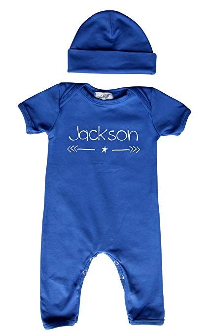 Personalized Rompers with Matching Hat for Boys, Girls, Gender Neutral
