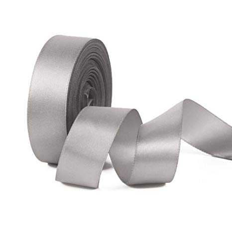 Double Face Satin Ribbon 1" Wide x 20 Yards For Party Wedding Home Decoration Handmade Craft (012 Silver Grey)
