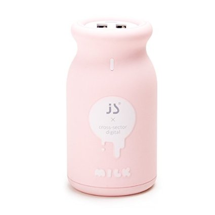 Portable Battery,JS 10000mAh/3.7v Ultra-Compact Portable Milk Bottle-Sized External Power Bank Battery Charger Pack for iPhone 6/5/4 iPad iPod Samsung Devices Smart Phones Tablet PCs (Pink)
