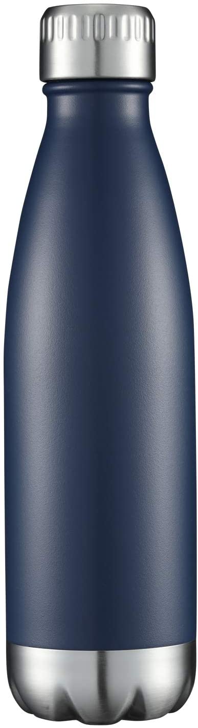 HASLE OUTFITTERS 17oz Cola Shape Design Water Bottle 1PC Navy,750ML Keeps Water 24 Hours Cold,12 Hours Hot,Sweat-Free Exterior Wall, Perfect for the Go and Easy Grip Carrying