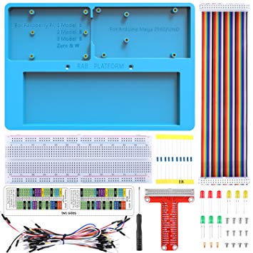 kuman Raspberry Pi Holder Breadboard Kit, 7 in 1 RAB Holder kit for Arduino Uno R3, Mega 2560 & Raspberry Pi 3 Model B, 2 Model B,1 Model B  RPI Zero and Zero W (Raspberry Pi Holder Breadboard Kit)