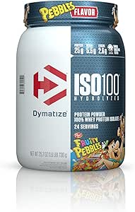 Dymatize ISO100 Hydrolyzed Protein Powder, 100% Whey Isolate Protein, 25g of Protein, 5.5g BCAAs, Gluten Free, Fast Absorbing, Easy Digesting, Fruity Pebbles, 24 servings