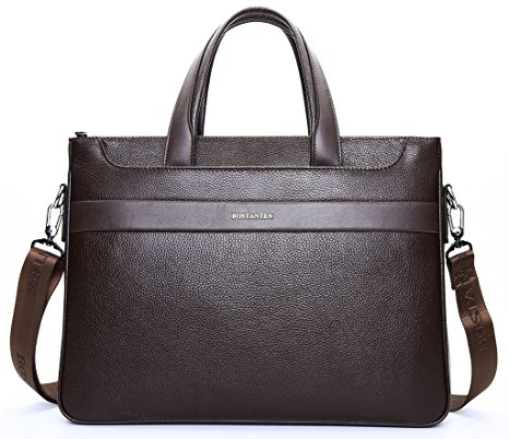 BOSTANTEN Men's Stylish Leather Briefcase Laptop Cross-body Shoulder Bag