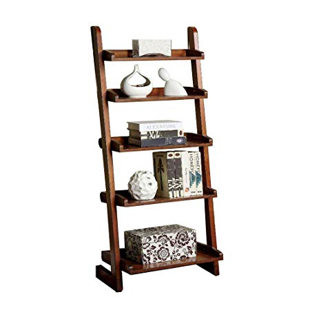 Furniture of America Lugo Ladder Display Shelf, 5, Brown