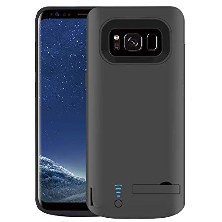 RUNSY Samsung Galaxy S8 Plus Battery Case, 6500mAh Rechargeable Extended Battery Charging Case, External Battery Charger Case, Backup Power Bank Case with Kickstand (6.2 inch)