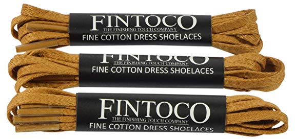 FINTOCO - Flat Waxed Dress Shoelaces - 3 Pairs
