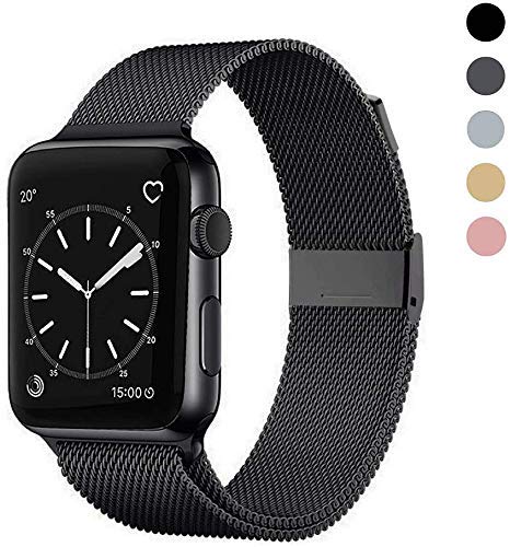 MOUKOU Replacement Band Compatible with Apple Watch Bands 42mm 44mm, Adjustable Stainless Steel Mesh Loop Band for iWatch Series 5/4/3/2/1