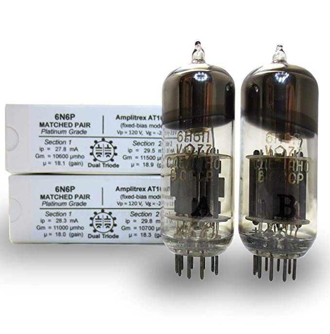 Riverstone Audio - Matched Pair (2 Tubes) 6N6P (6Н6П) Vintage NOS Russian Vacuum Tubes - NEVZ (Novosibirsk, Russia) - Amplitrex Tested and Matched, Platinum Grade - NOS 6N6P (2 Tubes)