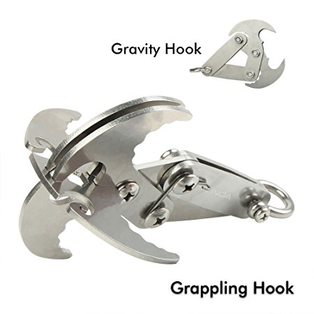 Grappling Hook - Gravity Hook Multifunctional Stainless Steel Survival Folding Climbing Claw Gravity Carabiner for Outdoor Life