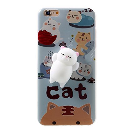 Kneading Squishy Cat iPhone 7 Plus Case, XYIYI Finger Pinch 3D Cute Soft Silicone Poke Squishy Cat Phone Back Protective Cover for Apple iPhone 7 Plus (Pattern A)