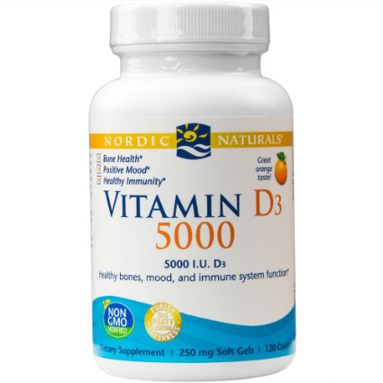 Nordic Naturals - Vitamin D3 5000, Healthy Bones, Mood, and Immune System Function, 120 Soft Gels (FFP)