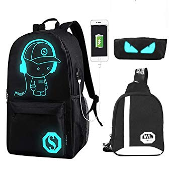 Unisex School Backpack Laptop Backpack With USB Charging Port For Men Women, Lightweight Anti-theft Travel Daypack College Student Rucksack Fits up to 15.6 inch Computer