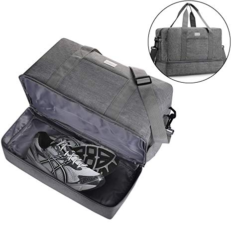 Gym Bag Shoes Compartment Shoulder Bag Travel Duffel Bag Swim Bag for Women and Men