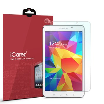iCarez [HD Clear] Screen Protector for Samsung Galaxy Tab 4 7.0 [ Unique Hinge Install Method with Kits] Easy Install with Lifetime Replacement Warranty [2 Pack] - Retail Packaging
