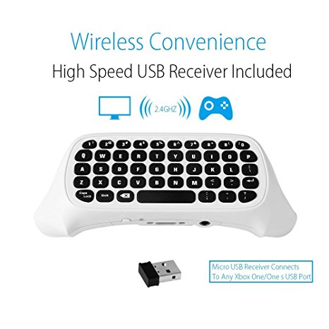 BEBONCOOL 2.4GHz Wireless Chatpad Message Mini Keyboard for Xbox One/Xbox One S Game Controller Gamepad