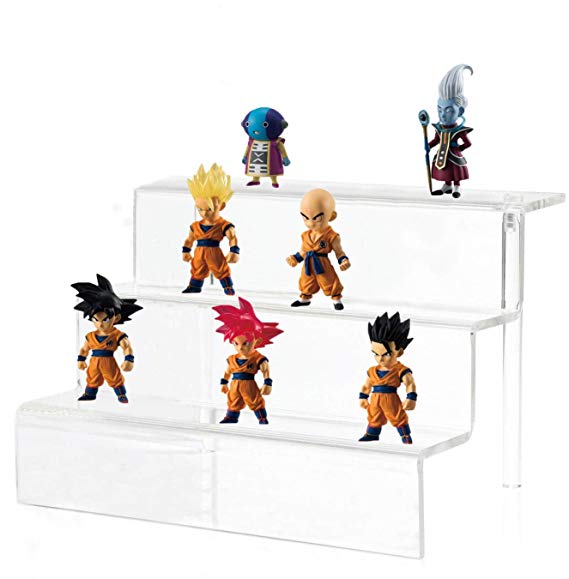 Cq acrylic Stepped Acrylic Riser Rack Shelf,Used as a Toy Figures Display Stand in a Store or Supermarket, as a can and Bottles Display Stand in The Kitchen, or as a Cupcake Stand for Parties