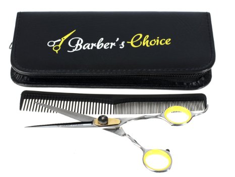 Barber's Choice Professional Hair Cutting Barber Scissors / Shears - 6.5 Inches Long, 420 Japanese Stainless Steel with Adjustment Tension Screw - Includes a Premium Carrying Case & Matching Comb