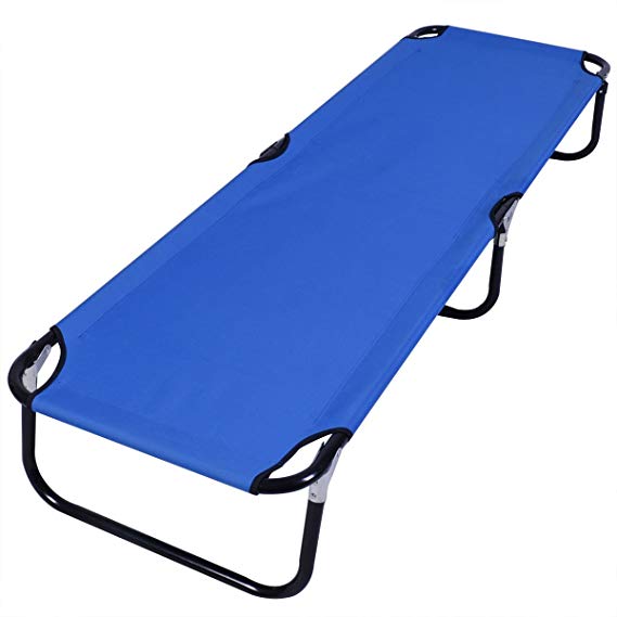 Gymax Folding Camping Cot, Portable Sleeping Cot Ultra Lightweight Heavy Duty Bed, for Adults Indoor & Outdoor Use, 300 lbs