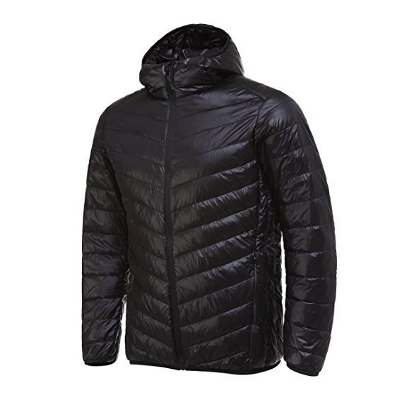 Men's Packable Ultra Light Down Hooded Outdoor Sports Jacket