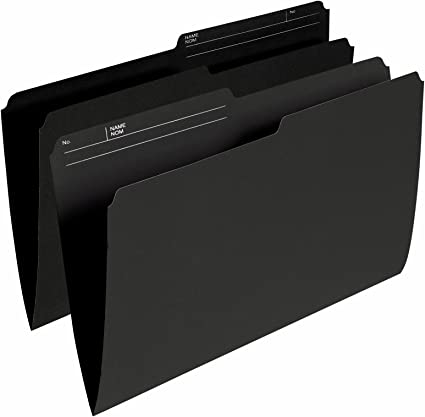 Pendaflex Colour File Folders, 1/2 Cut Tab, Legal, Black, 100/Box
