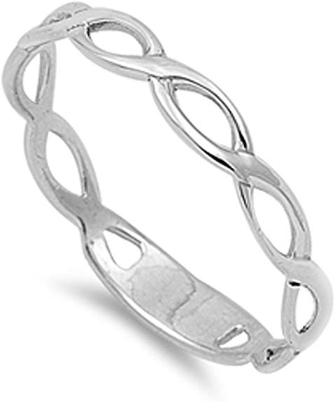 Prime Jewelry Collection Sterling Silver Women's Thin Infinity Knot Ring (Sizes 2-12)