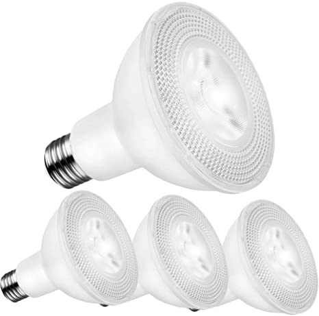 PAR30 LED Long Neck Flood Light Bulbs, 5000K Daylight White Dimmable Spotlight, 12W=75W Halogen, 1200LM E26 Base 40 Degree, Indoor/Outdoor, 4 Pack