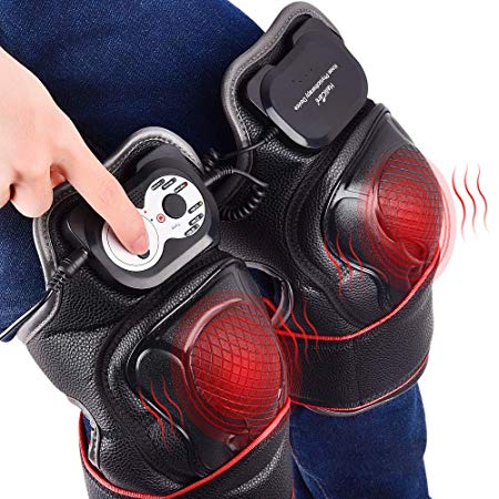 Massaging Heated Knee Brace Wrap, HailiCare Knee Physiotherapy Massager, Knee and Joint Pain Relief Massager, Gift for Mom Dad Unisex Adults -1 Pair(Left Right)