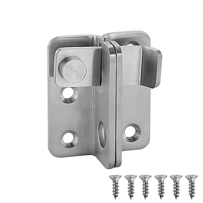 JQK Flip Latch, (Extra Thick 3mm) Stainless Steel Heavy Duty Gate Latcher Door Latch with Safety Packlock Hole, Brushed Finish, DL150-BN